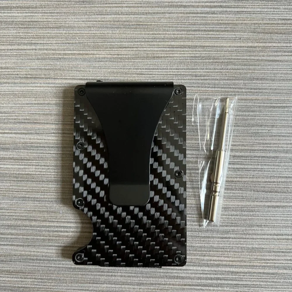 RFID Blocking Slim Money Clip Carbon Fiber Wallet ID Credit Card Holder